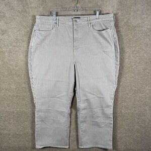 NYDJ Joni Capri Jeans Womens 20W Gray Striped‎ High Rise Crop Stretch Denim